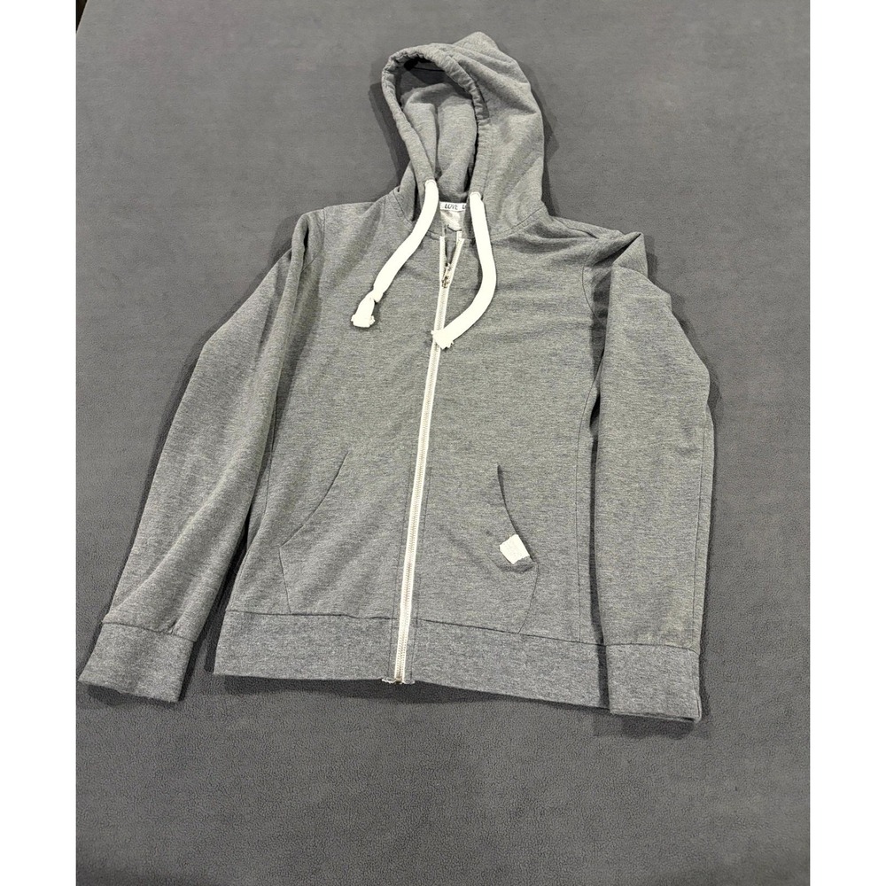 Reflex Hoodie Mens Medium Heather Gray‎ Cotton Stretch Ribbed Trim Full Zip